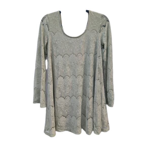 Altar’d State Women’s Sage Green Lace Mini Dress Medium Boho Fairy Whimsical - Picture 2 of 6